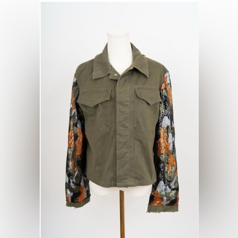History Repeats Sequin Camo Utility Jacket Coat | Statement Outerwear
